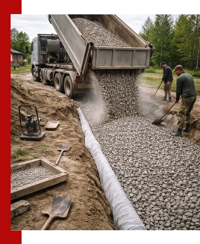 Гравий для дренажа с доставкой в Кургане качественный и недорогой