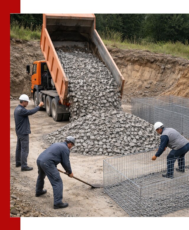 Камень для габионов с доставкой в Кургане быстро и надёжно