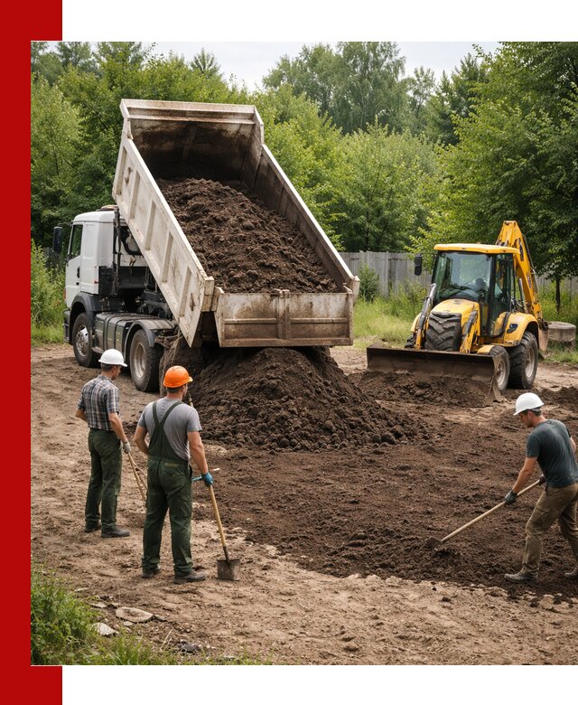Доставка и укладка грунта для выравнивания участка в Кургане