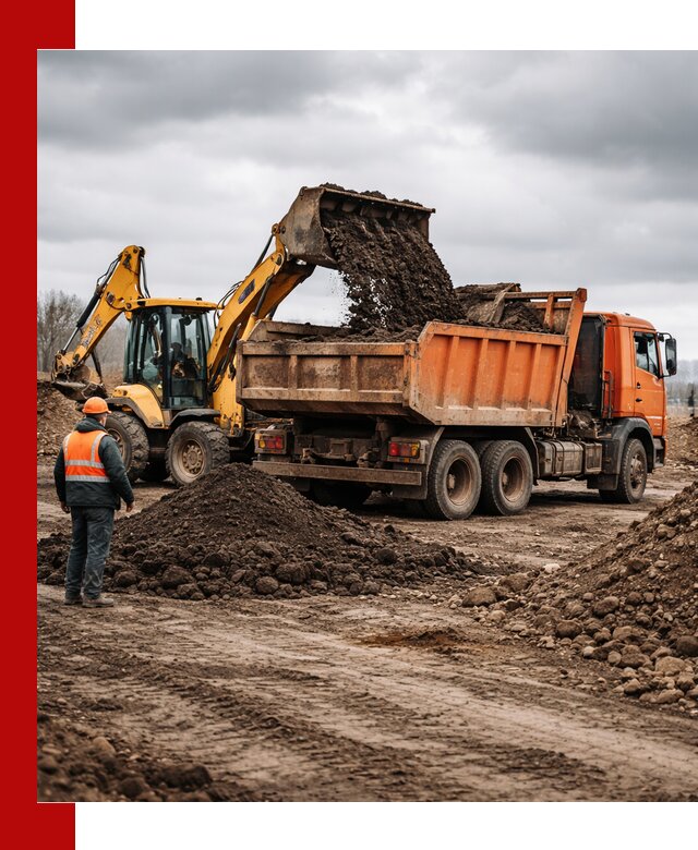 Вывоз грунта и строительного мусора в Кургане грузовыми самосвалами