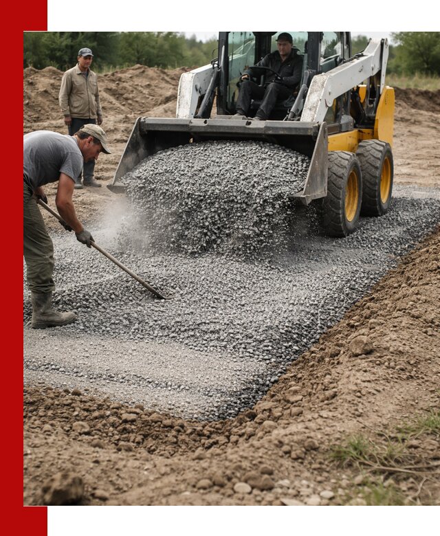 Устройство щебеночной подушки в Кургане для дорог и фундаментов